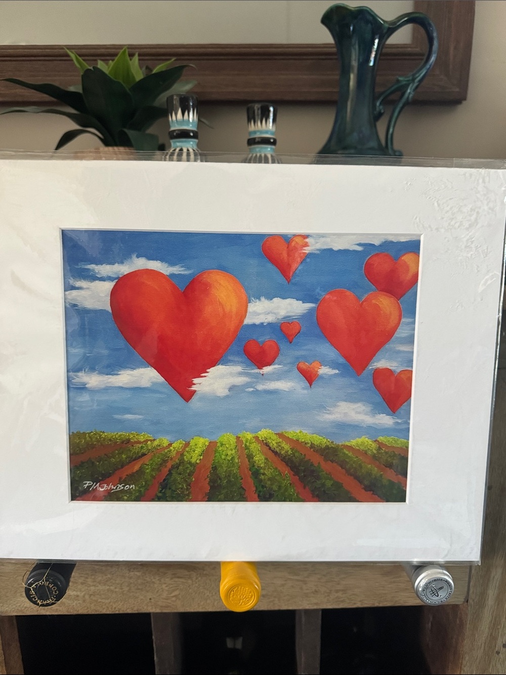 Artist PM Johnson, Heart Balloon Landscape Print.